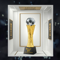 Coupe en verre cristal doré, trophée de football personnalisé, modèle d'ange en résine avec design imprimé UV, forme cube polie, souvenir ou cadeau