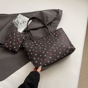 Bolso Tote de Gran Capacidad con Cierre de Cremallera, Diseño de Lazo, Material Suave, Bolso de Hombro, Diseño Simple, Estilo Moderno, Bolso de Mano - Product Image 1