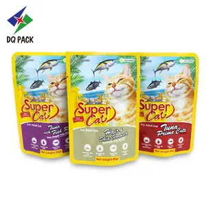 DQ gói tùy chỉnh túi nhôm lá nhiệt độ cao 85g đứng lên túi vặn lại túi cho thức ăn cho chó mèo