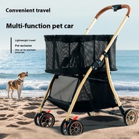 Poussette multifonctionnelle légère à quatre roues, écologique, pliable à une touche, en tissu Oxford pour chiens, chariot de courses transfrontalier