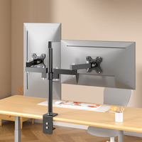 Support de bureau pour moniteur à double bras, support d'écran LCD en métal, support TV avec VESA 50-100 mm, rotation à 360 degrés pour 2 écrans de 27 pouces, noir