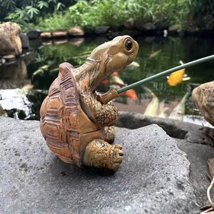 Estatua Creativa de Tortuga Pesca con Cuerda, Linda Figura de Resina de Tortuga Simulada, Escultura de Animal, Adorno para Decoración de Jardín y Hogar al Aire Libre - Product Image 2