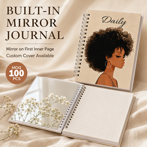 Carnet spirale personnalisé Lifestyle avec miroir A5, design original, pour femme, pages lignées, couverture rigide, carnet de notes tendance - Product Image 1