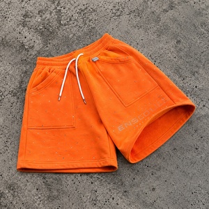 Pantaloncini Oversize Streetwear Personalizzati con Strass, 100% Cotone French Terry, Premium Pesanti per Corsa e Palestra, <span class=keywords><strong>da</strong></span> Uomo - Product Image 1