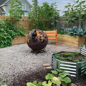 Brasero Esférico Independiente de Acero Corten Hueco, Estilo Rústico y Ecológico - Product Image 2