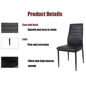 Silla <span class=keywords><strong>de</strong></span> comedor tapizada sin brazos nórdica cojín suave con respaldo alto estrecho <span class=keywords><strong>de</strong></span> cuero sintético <span class=keywords><strong>de</strong></span> diseño moderno barato <span class=keywords><strong>de</strong></span> fábrica - Product Image 5
