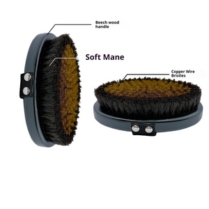 Brosse de bain ovale moderne en fil de cuivre, brosse corporelle sèche/humide avec manche en bois de hêtre, poils en laine douce entièrement naturels pour la douche - Product Image 4