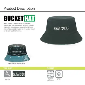 Double Side Wide Brim Bucket Hat Waterproof Breathable Packable Custom Boonie Hat For Fishing Reversible Cap