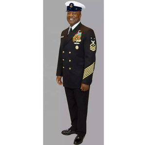 Ensemble veste et pantalon bleu marine classique avec patchs brodés, uniforme personnalisé pour <span class=keywords><strong>homme</strong></span>, <span class=keywords><strong>officier</strong></span>, agent de sécurité - Product Image 1
