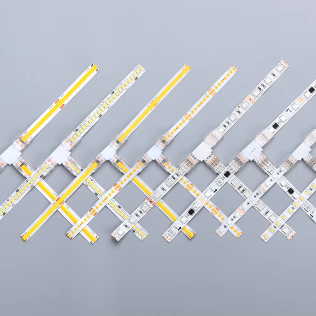 Mini 90-degree T-Type Transparent Solderless COB LED Strip Connector Cable 12V 24V SMD2835 SMD5050 CCT RGB RGBW Connector