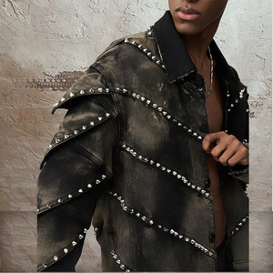 DiZNEW <span class=keywords><strong>Completo</strong></span> in Denim da <span class=keywords><strong>Uomo</strong></span>, Giacca e Pantaloni in Jeans Personalizzati, Set Due Pezzi per <span class=keywords><strong>Uomo</strong></span> - Product Image 3