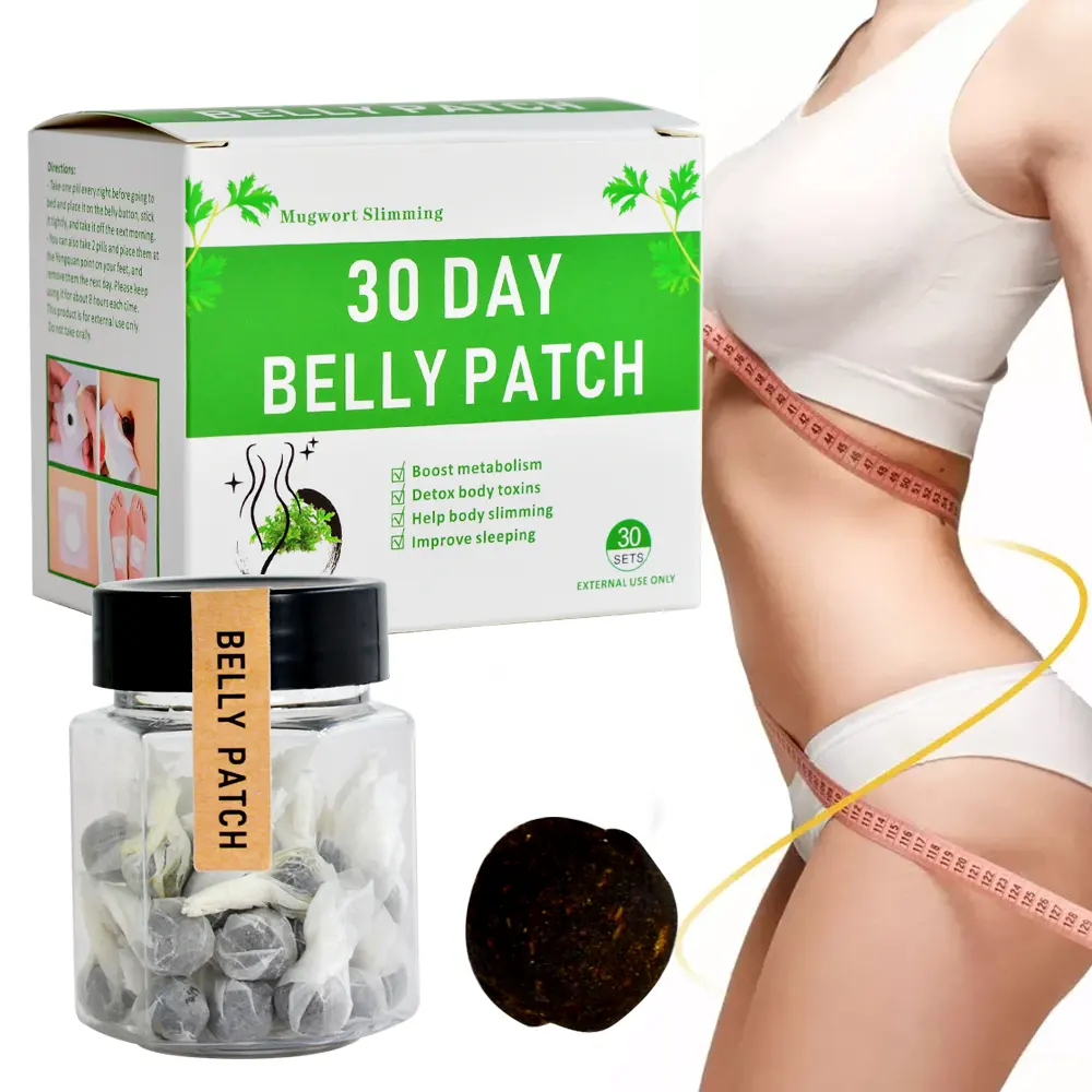 Chinagymes - Chinagymes - 30 conjuntos de remendo de barriga para umbigo, remendo de ervas e Mugwort, remendo de ervas para o ventre, ideal para emagrecer