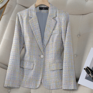 Nuevo Traje Femenino a Cuadros de Primavera Otoño, Estilo Retro, Blusas Informales <span class=keywords><strong>Bonitas</strong></span> y Pequeñas, Blazers Populares para <span class=keywords><strong>Mujer</strong></span> Este Año - Product Image 3