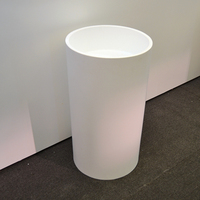 Lavabo de salle de bain autoportant sur pied, évier à surface solide, vasque ovale en pierre en fonte et résine