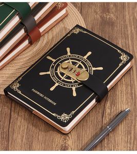 Wholesale Customized PU Leather Loose Leaf Notebook with Password <b>Lock</b> Embossed Logo Office Gift Planning <b>Diary</b> - Product Image 1