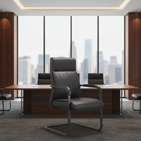 Chaise de bureau ergonomique moderne en cuir PU avec accoudoirs fixes et appui-tête, empilable, pour la maison, le bureau, le salon, les réunions, les ateliers