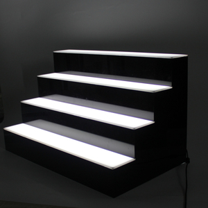 4 Steps Acrylic White LED Lighted Liquor Bottle Display Rack Lucite Led Wine Bottle <strong>Drinks</strong> <strong>Shelf</strong> for bar - Product Image 3