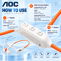 Écouteurs à conduction osseuse AOC Bluetooth 5.4, écouteurs sportifs à oreille ouverte, étanches IPX4, haut-parleur de 13 mm, charge magnétique, OEM ODM