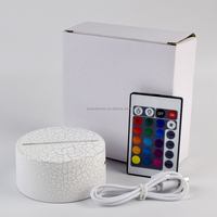 Télécommande à piles ronde noir blanc effet bois craquelé veilleuse base 3D veilleuse LED base de lampe pour acrylique