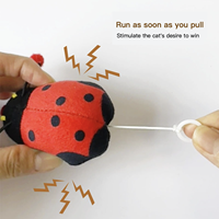 Jouet interactif écologique en peluche pour chat, design à remontoir, pas besoin de charge, marche automatique, vibration, jouet coccinelle