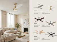 Ventilateur de plafond en métal à moteur DC de 20 pouces, 6 vitesses, télécommande, lumière LED à 3 couleurs à intensité variable, chambre à coucher moderne, garantie de 10 ans