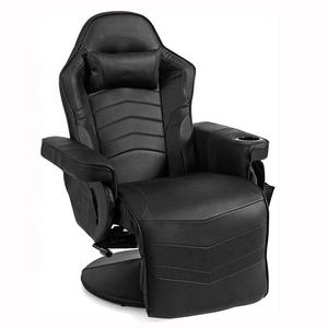 Silla de Computadora Ajustable de Cuero PU Negro Personalizada al por Mayor, Silla Gamer con Masaje Reclinable para Juegos de PC - Product Image 1