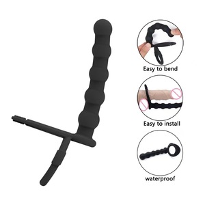 Cuentas Anales de silicona negra, anillo de bloqueo de semen portátil, <span class=keywords><strong>Anal</strong></span> tapón, tapón <span class=keywords><strong>Anal</strong></span>, Juguetes sexuales para mujeres, hombres, adultos homosexuales, estimulador del punto G - Product Image 2