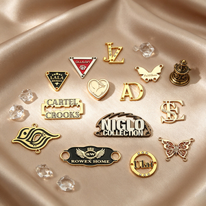 Embossed Custom Brand <b>Name</b> Metal Tag Wholesale Engraved Metal Logo Plate for Apparel Scarf Shoe Garment Accessories - Product Image 1