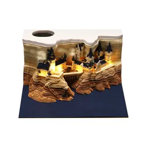 Dropshipping 3D Laser Memo Pad Hogwarts Castle Omoshiroi Block 3D Paper Craft Hary Potter Style Album segnalibro note