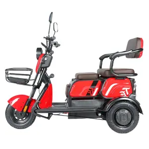 Triciclo elétrico de venda quente, motor diferencial de 600 W, triciclos elétricos de assento para três pessoas