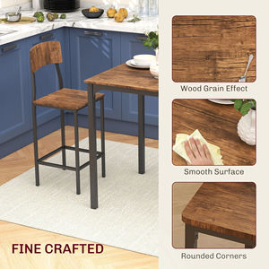 Cross-border dining <b>table</b> and chair set, modern minimalist <b>bar</b> <b>table</b>, made of copper and wood, suitable for small homes and - Product Image 4