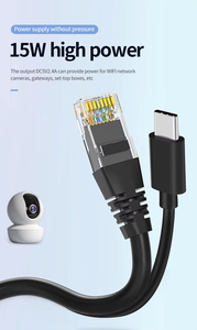 USB-C ออก100Mbps อะแดปเตอร์ POE IEEE802.3af/ที่มาตรฐาน2.4A PoE สำหรับกล้องวงจรปิดเราเตอร์ไร้สาย - Product Image 1