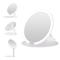 Miroir de maquillage LED intelligent avec interrupteur à induction, arrêt programmé, fonction mémoire, miroir de vanité pliable