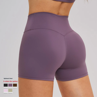 Shorts de yoga moulants à taille croisée pour femmes, en nylon/spandex, pour la gym, le sport, le cyclisme et la course en extérieur