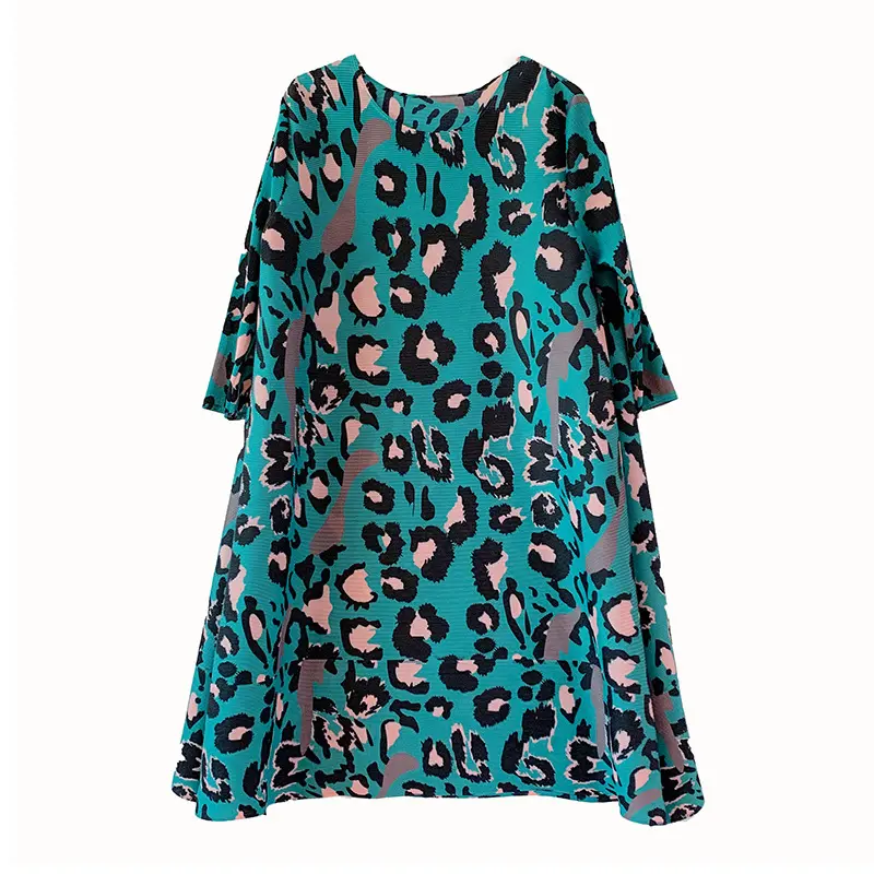High Quality China Hot Sale Multicolor woven loose shirt modest women summer dress leopard print dress