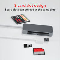 Lector de Tarjetas SD/TF/CF Externo Portátil USB 3.0 Tipo C con Carcasa de Aluminio para PC/Mac y Soporte para Múltiples Discos