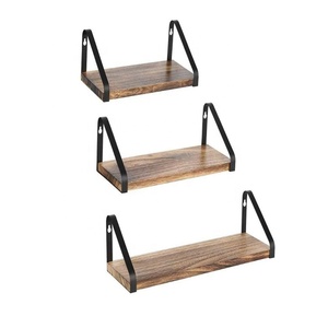 Étagères murales flottantes en <span class=keywords><strong>bois</strong></span> massif, couleur rustique, pour salon, entrée, rangement, décoration intérieure DIY - Product Image 2