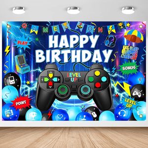 Fondo de fotografí<span class=keywords><strong>a</strong></span> personalizable con temática de videojuegos para cumpleaños, con controlador y nivelación, decoración para niños gamers - Product Image 1
