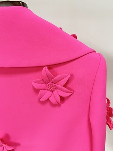 नए फैशन आकस्मिक प्लस आकार के फूल सजावट सुरुचिपूर्ण छोटे सूट गुलाबी जैकेट ब्लेज़र्स - Product Image 4