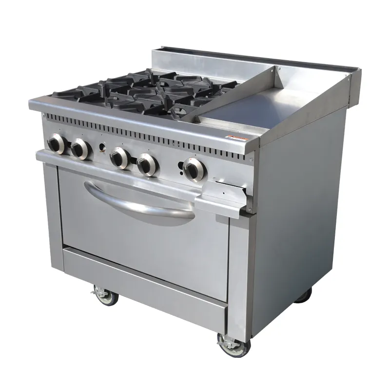 Heavy Duty Commercial Hotel Cooking Equipment 36" Gas Range Stove 24" Griddle Gas Cooker with Oven