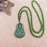 2025 Nouveau Collier Bouddha Perlé en Gros Bijoux de Mode Chaîne Pendentif Breloques Statue de Bouddha Rieur en Jade et Cristal pour Unisexe