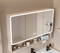 Design moderne, étagère de rangement pour miroirs LED en aluminium, tenture murale courbée, lumière intelligente, organisateur de maquillage pour hôtels et salles de bain