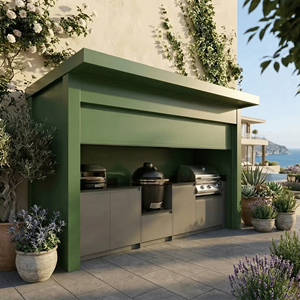 Griglia BBQ <span class=keywords><strong>in</strong></span> Acciaio Inox Certificata CE, Struttura Metallica Antibatterica, Pod da <span class=keywords><strong>Cucina</strong></span> <span class=keywords><strong>per</strong></span> Barbecue all'Aperto con Tapparelle Avvolgibili <span class=keywords><strong>per</strong></span> Villa - Product Image 1
