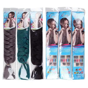 Free Sample Silky Synthetic Extensions Crochet Bulk Manufacture Kinky Box Braids Prestreched Ombre Braiding Hair Jumbo 82 Inches