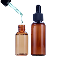Flacon compte-gouttes rond en PET marron ambré avec pipette, flacon compte-gouttes coloré pour huiles essentielles, pour emballage