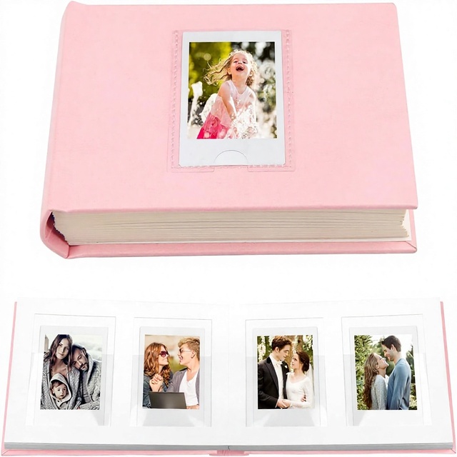 Veicevol Photo Album Writing Space Fujifilm Instax Mini 12/11/9/40/90/8/7/Evo Liplay Instant Camera 64 Pockets PU Leather Cover
