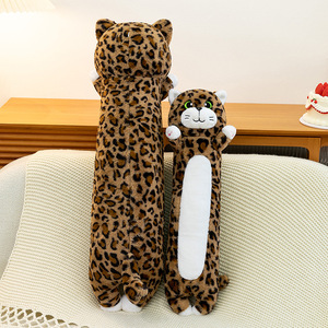 Almohada Larga de Peluche con Diseño de Gato a Rayas y Estampado de Leopardo, Personalizable con Logotipo, Juguete de Peluche de Gatito, Muñeco de Animal de Peluche, Cojín Suave para Dormir - Product Image 4