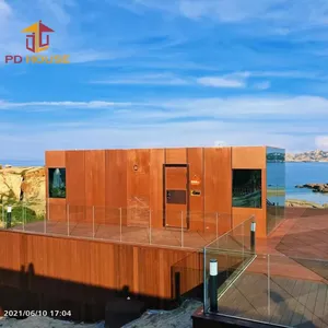 Moving container house and glass container home holiday villa with kitchen and toilet