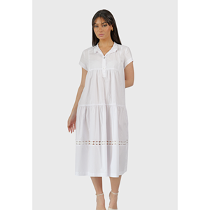 Vestido Capri de Algodón Midi con Inserciones de Encaje - Product Image 3