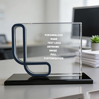 Neelpure 187231 Plaque en cristal personnalisée avec base noire, impression UV graphique personnalisée, ornement en 3D pour récompense d'entreprise
